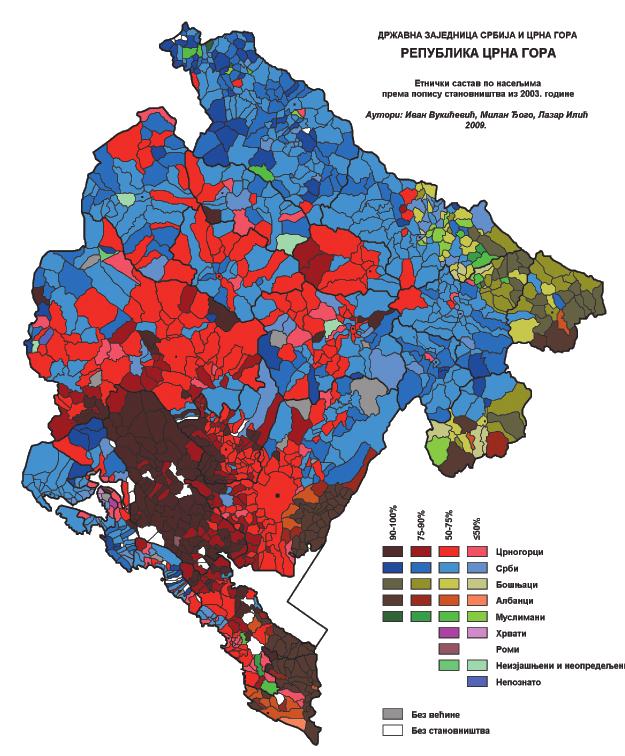 Етнички карта Републике Црне Горе 2003. године извор: интернет Црна Гора је парламентарна демократија републиканског типа, без демократске смене власти у скоријој или даљој прошлости.