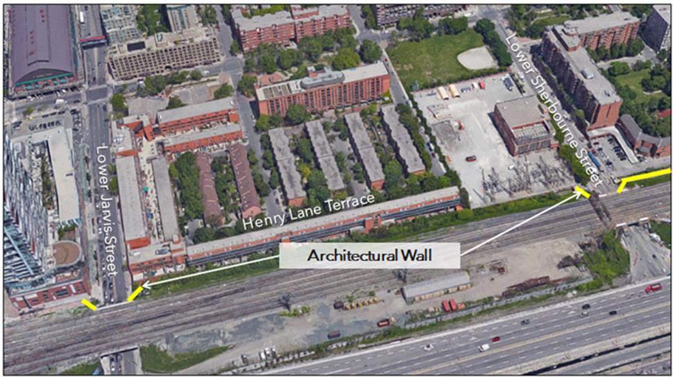 RETAINING WALLS NEEDED: LOWER JARVIS STREET TO LOWER SHERBOURNE STREET CATHEDRAL COURT Architectural retaining wall going through design excellence process
