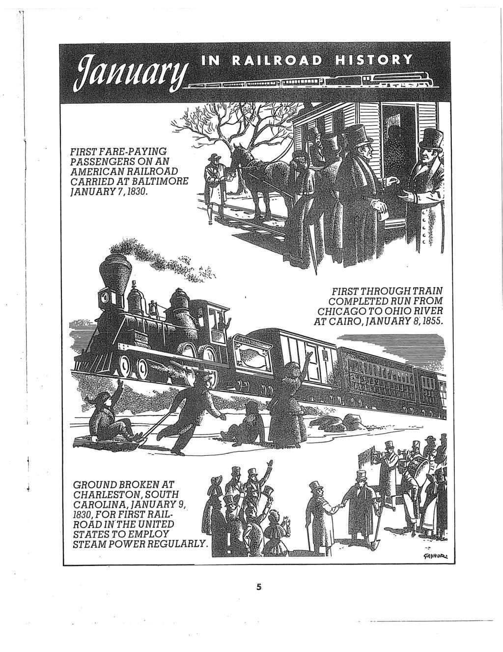 FIRST FARE-PAYING PASSENGERS ON AN AMERICAN RAILROAD CARRIED AT BALTIMORE JANUARY 7,1830.