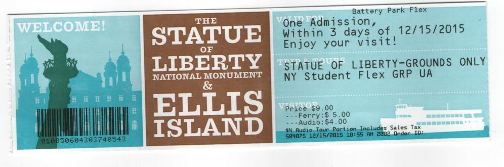 After having breakfast on 12/15 at the hotel we took the subway to Battery Park and then the ferry to the Statue of Liberty and then to Ellis Island.