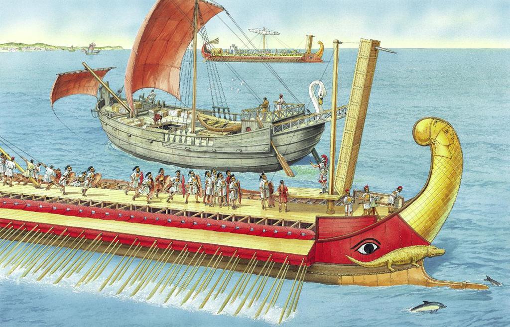 22 23 Ostia Merchant ships are bulky and slow compared to a sleek and powerful quinquereme.