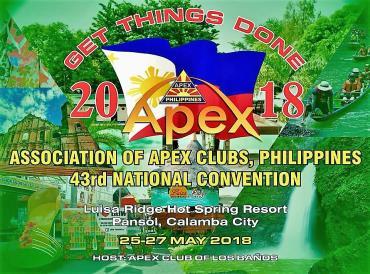 REGISTRATION FORM APEX PHILIPPINES 43 rd NATIONAL CONVENTION Luisa Ridge Hot Spring Resort Calamba City, Laguna 25-27 May 2018 Personal Details Surname First Middle Initial Address Email: Mobile