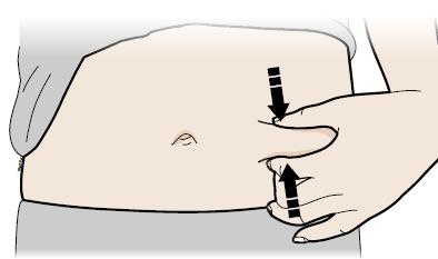 Pinch method Pinch skin firmly between your thumb and fingers,
