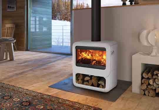 Rock 500 with wood box in Pure White enamel ROCK 500 Wood Stoves KEY DETAILS All cast iron construction Woodburner Airwash and Cleanburn systems Ecodesign Ready Nominal heat output: 9kW Heat output