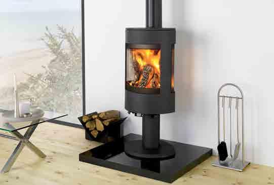Astroline 3 with Pedestal. Shown with Triangular Black log holder available from Stovax.