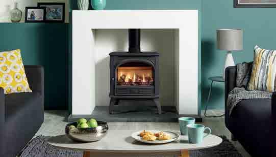 Dovre 425 Gas in traditional Matt Black 425 Gas Stoves KEY DETAILS All cast iron construction Realistic log-effect fire Conventional and Balanced flue versions Optional remote controls High