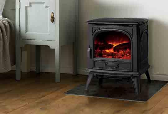 Dovre 280 Electric in traditional Matt Black 280 Electric Stove KEY DETAILS All cast iron construction Exceptionally realistic log-effect with hand painted fuel bed and logs
