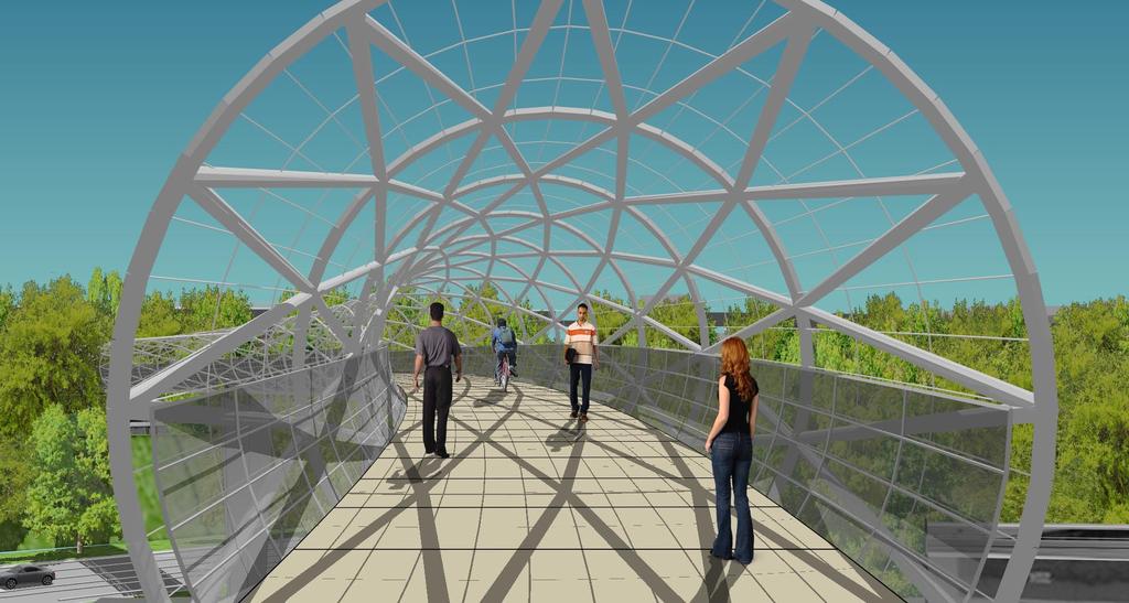 THE DESIGN CONCEPT FOR THE BRIDGE The almost 200 metre long bridge is intended to have a strong horizontal profile which, along with new tree