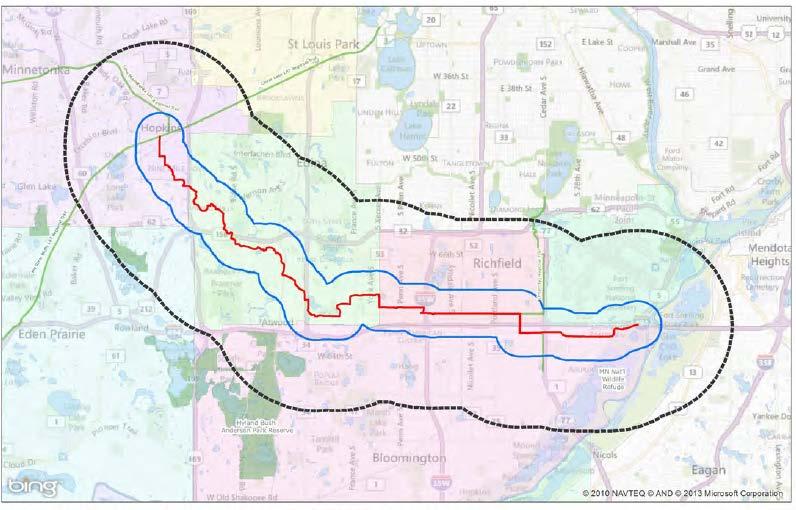 Figure 5: Nine Mile Creek Regional Trail Core and Primary Service Areas 3.