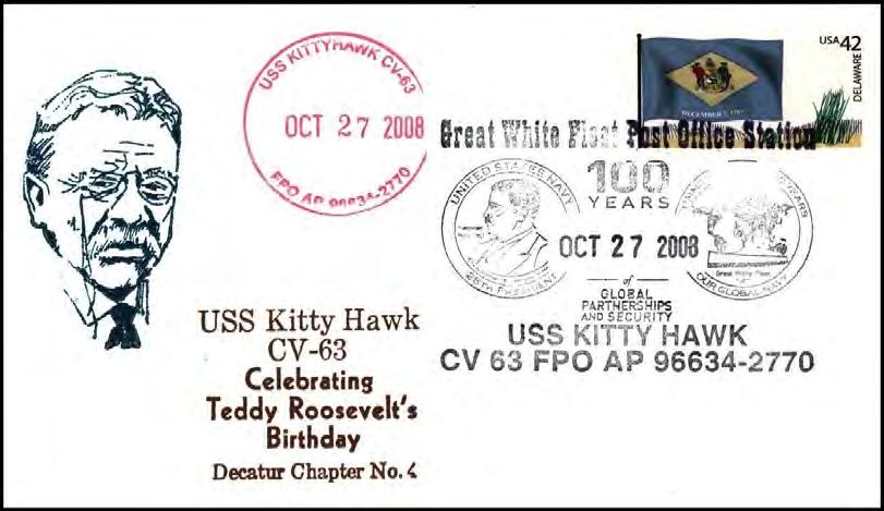It bears Kitty Hawk s rubber stamp hand cancel (Locy Type F) and was franked with a 42 Zazzle stamp showing the ship. The cancel is not listed in the Postmark Catalog. Fig.