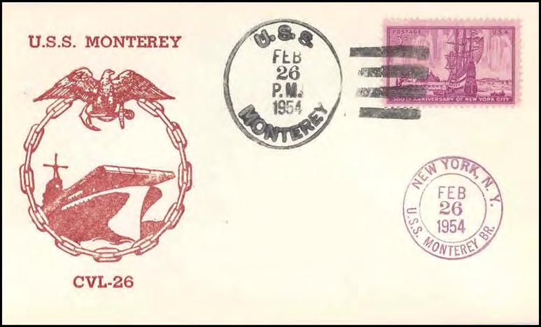 The cover is postmarked on February 26, 1954 with her (Locy Type 2 and Type 9efu) postmarks in black and red ink respectively.