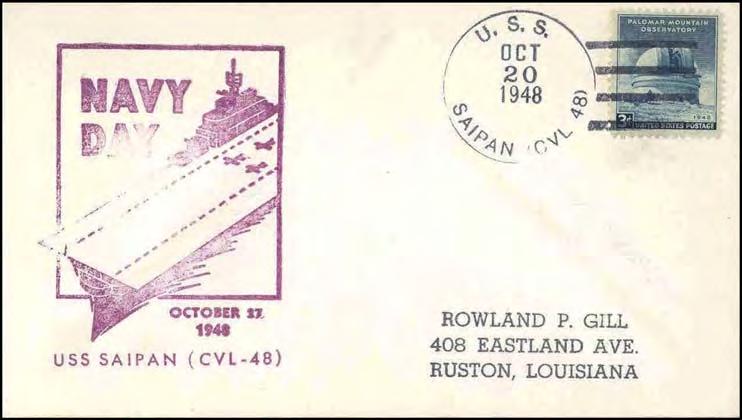 lower right corner of the cachet. The cover was postmarked on August 12, 1946.