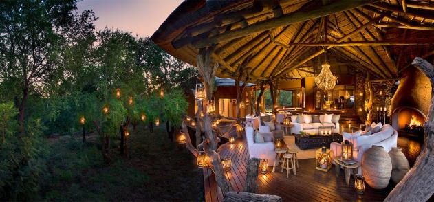 The main lodge houses a lounge area with game viewing deck.