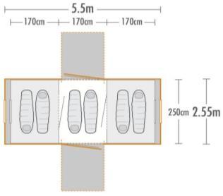 Waterproof 5000mm Floor: 300D Oxford Nylon PU Length: 480cm(120+240+120) Weight: 14.