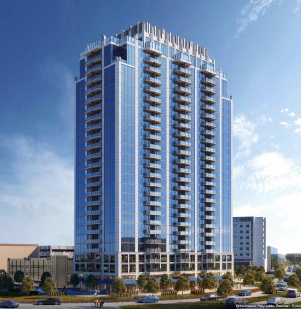 SkyHouse Frisco Station (in The Hub entertainment/retail district) 25-story Luxury Residential High-Rise with 332 rental units (studios,