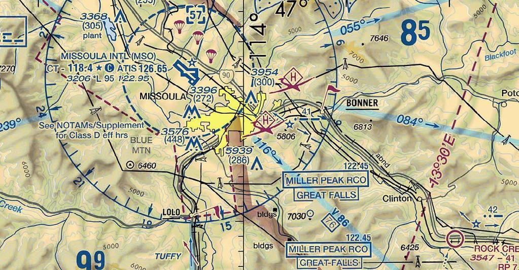 VFR PROCEDURES - Arrivals over Bonner INTENSIVE HANG GLIDING AND PARAGLIDING ACTIVITY SOUTHEAST OF THE AIRPORT NEAR EAST MISSOULA FROM MOUNT JUMBO AND MOUNT SENTINEL.
