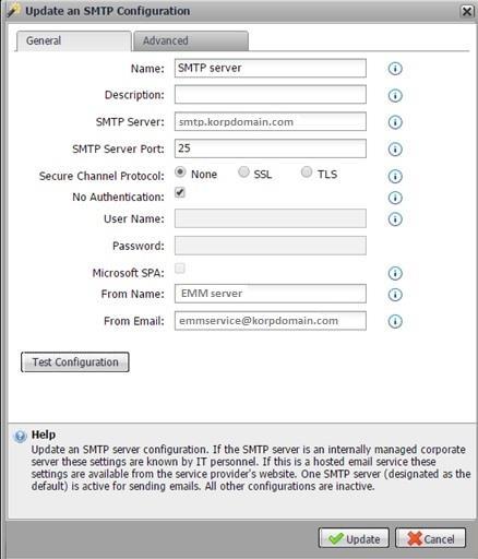 Slika 4.5.3. Povezivanje Device Manager-a sa SMTP serverom 4.6. Fizička i logička organizacija AppController servera AppController komponenta verzije 9.