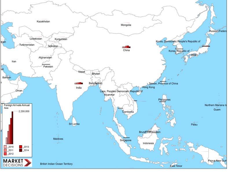 Asia Map showing Foreign