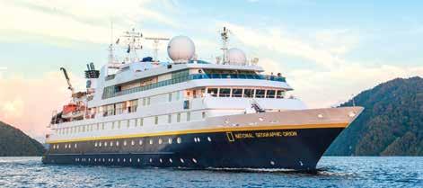 NATIONAL GEOGRAPHIC ORION CAPACITY: 102 guests in 53 outside cabins. REGISTRY: Bahamas. OVERALL LENGTH: 338 feet.
