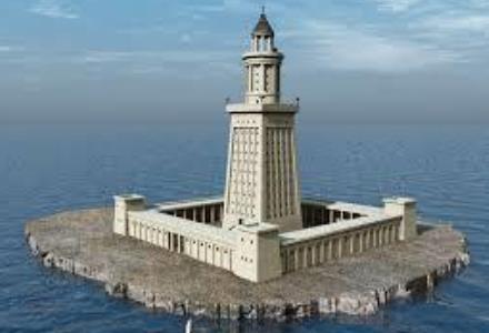 7. Lighthouse of Alexandria Location : Egypt Built : 280 BC Destroyed : 1303 1480 AD Cause : Earthquake The Pharos of Alexandria was built by Sostratus of