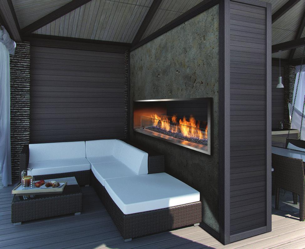 Outdoor Linear Fireplaces Dramatically change the look and feel of your patio with the sleek, clean-view style of the arbara Jean ollection Outdoor.