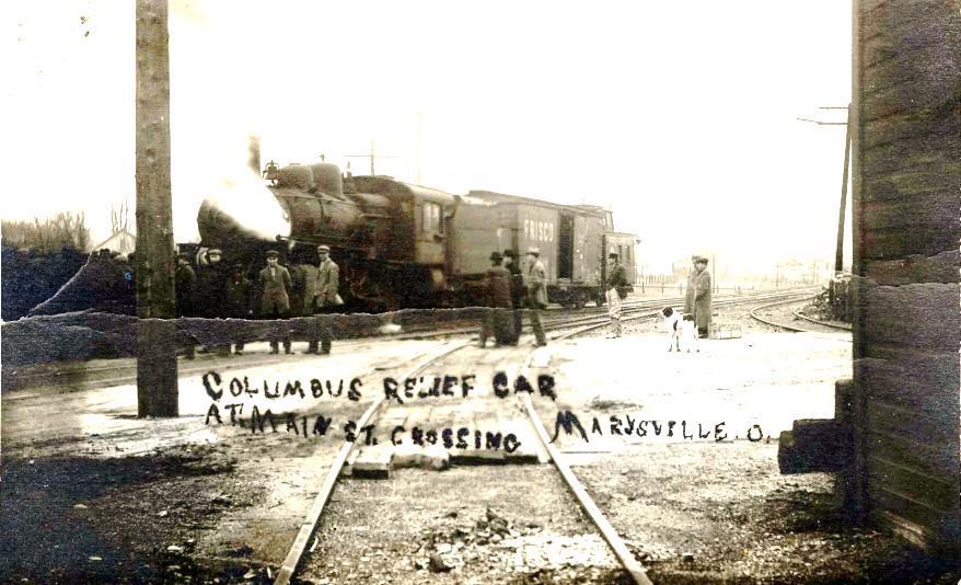Immediately, Marysville business men formed a Flood Relief Committee to raise donations of food and clothing to be sent to Columbus on the train.