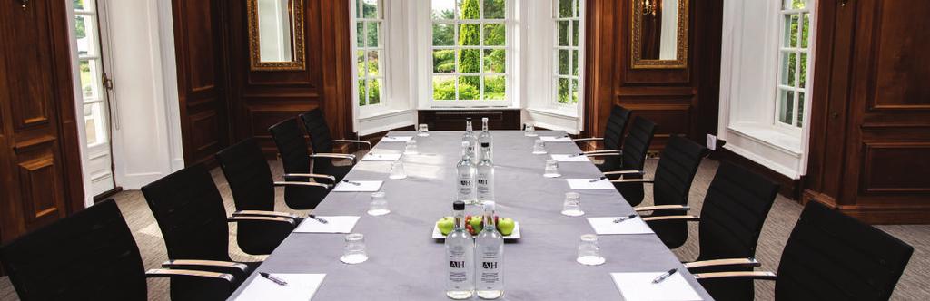 A first floor meeting room with views over the grounds. Can interconnect with the Chestnut Suite. An attractive walnut-panelled room with beautiful period features.