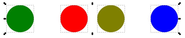 (Biggest object), prvome selektiranom elementu (First selected) ili zadnjemu selektiranom elementu (Last selected). Na dolje prikazanoj slici nalaze se krugovi koji su razbacani, tj.