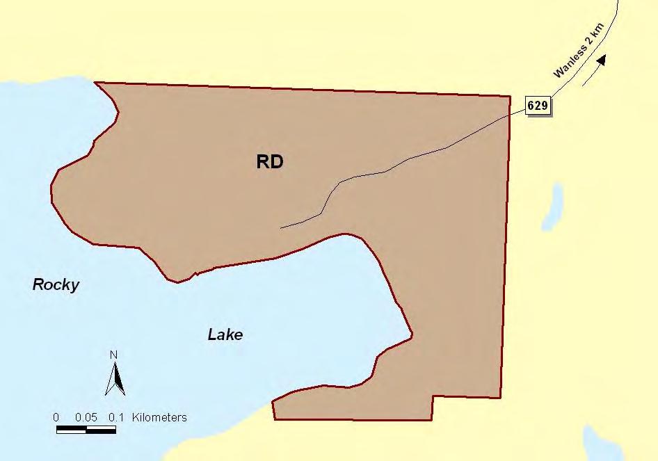 Drawn from Director of Surveys Plan # 19766 Rocky Lake Land Use Category Recreational Development (RD) Size: 23.94 ha or 100% of the park.