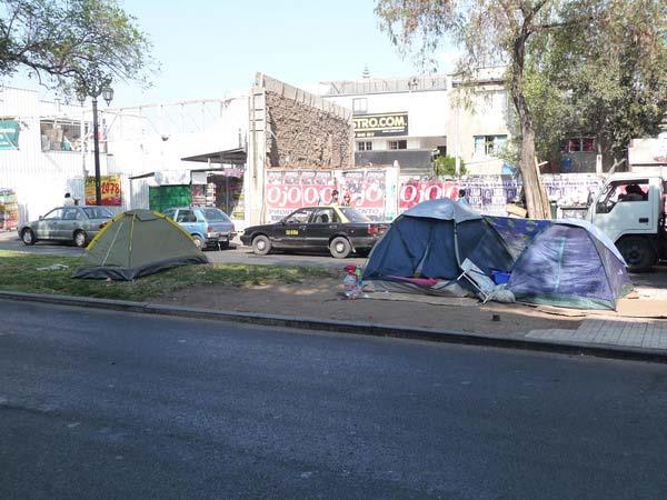 Tents near Santiago street.