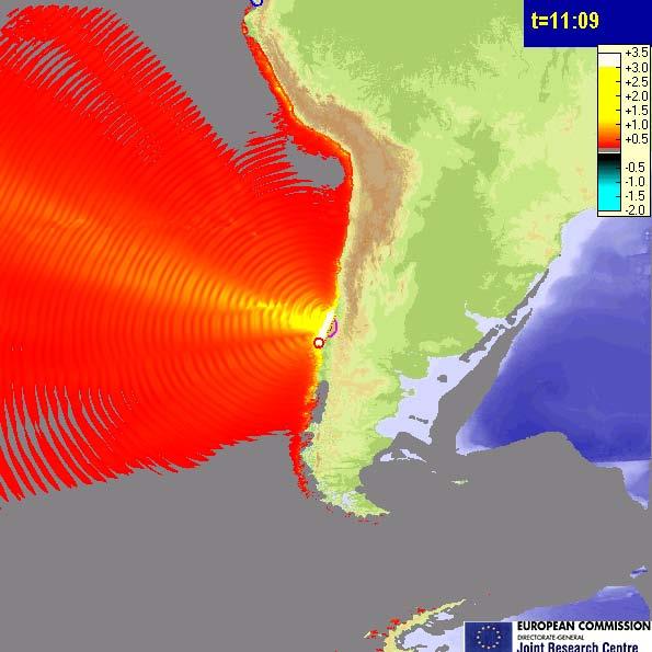 Maximum tsunami wave heights from EU JRC Tsunami
