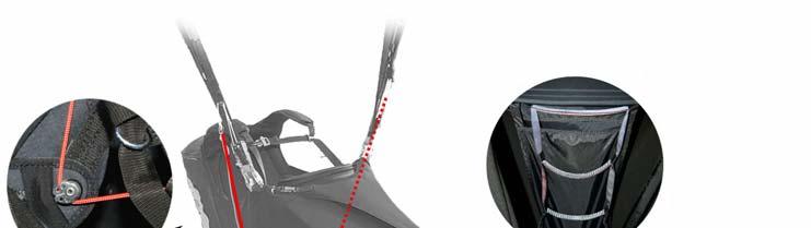 (&( Chest strap The adjustment of the chest strap controls the distance between the carabiners and affects the handling and stability of the glider.