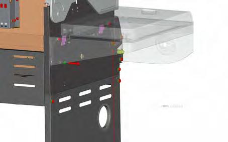 ssemble the front of the left side burner side shelf assembly (D and D) to the control panel (CJ),