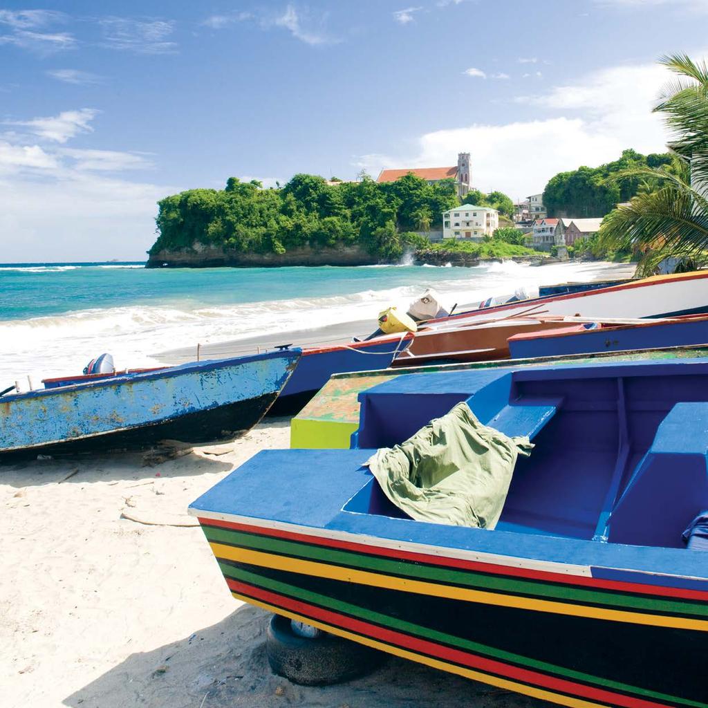 GRENADA A small Caribbean island (12 miles wide and 21 miles long) Grenada is 1,623 miles southeast of Miami, 80 miles north of Trinidad and 160 miles southwest of Barbados.