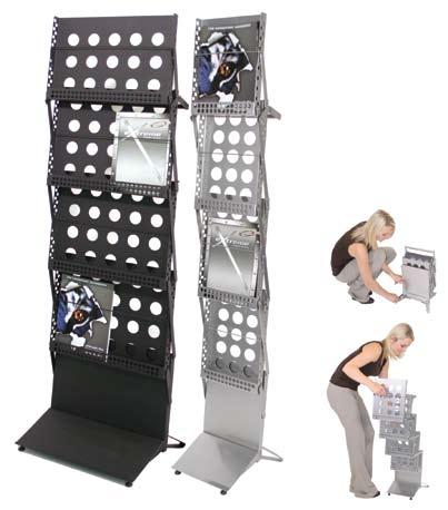 Textured Black: INN-B High shine Silver: INN-S ILLUSION COLLAPSIBLE A fast-folding cantilever rack with 4 front facing