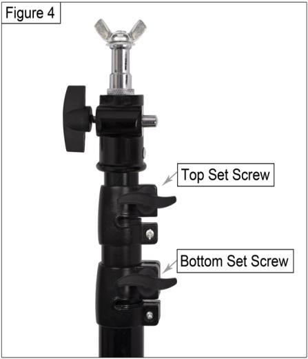 To achieve full extension it is recommended that you first loosen the top set screw and fully extend the top section of the tripod.