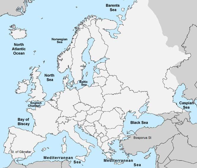 Important bodies of water surrounding Europe A sea is a salt-water body of water that is either a specific part of an ocean (for example, the North Sea is part of the Atlantic