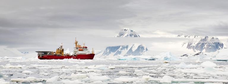 HMS PROTECTOR in the Antarctic.