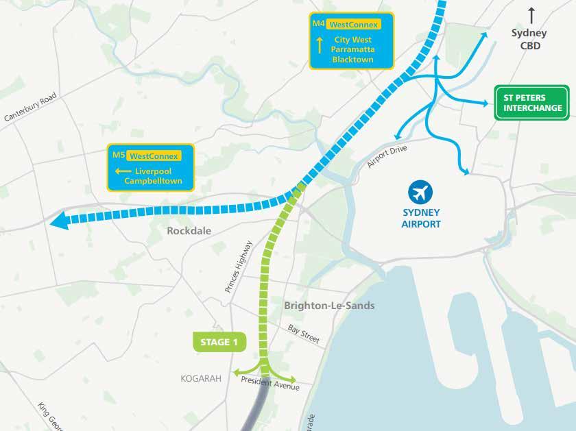 The proposed Stage 2 of the F6 Extension would provide an additional crossing of the Georges River and connect President Avenue to the Princes Highway around Taren Point.