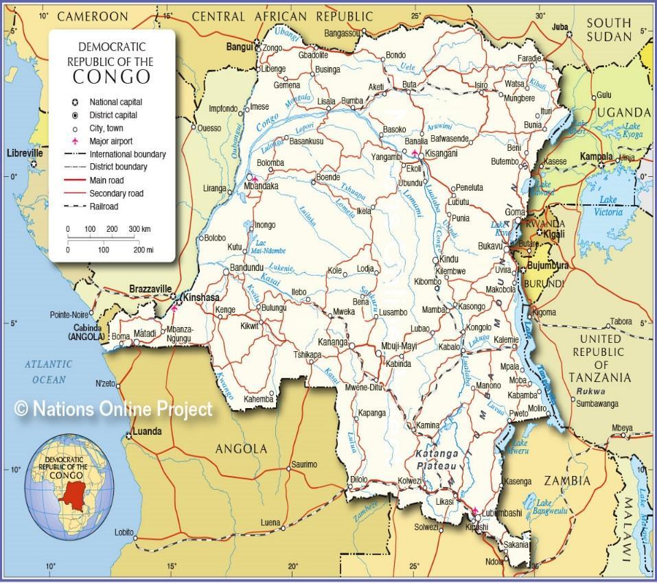 Market Brief on DRC May 2016 Location Facts and Figures Total Population 67.51 million (2013) Area Time Zone Capital City International Telephone Code Currency 2 344 858 sq.