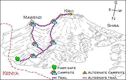 Rongai Route Climb Details 1: Nalemuru gate to Simba camp. Vehicles take climbers to the gate at 2,200 metres at the entrance to the forest on the north eastern side of the mountain.