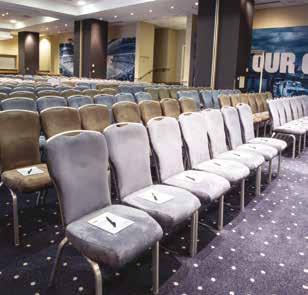 offers the flexibility to hold up to 300 delegates, with removable partitions for smaller events.