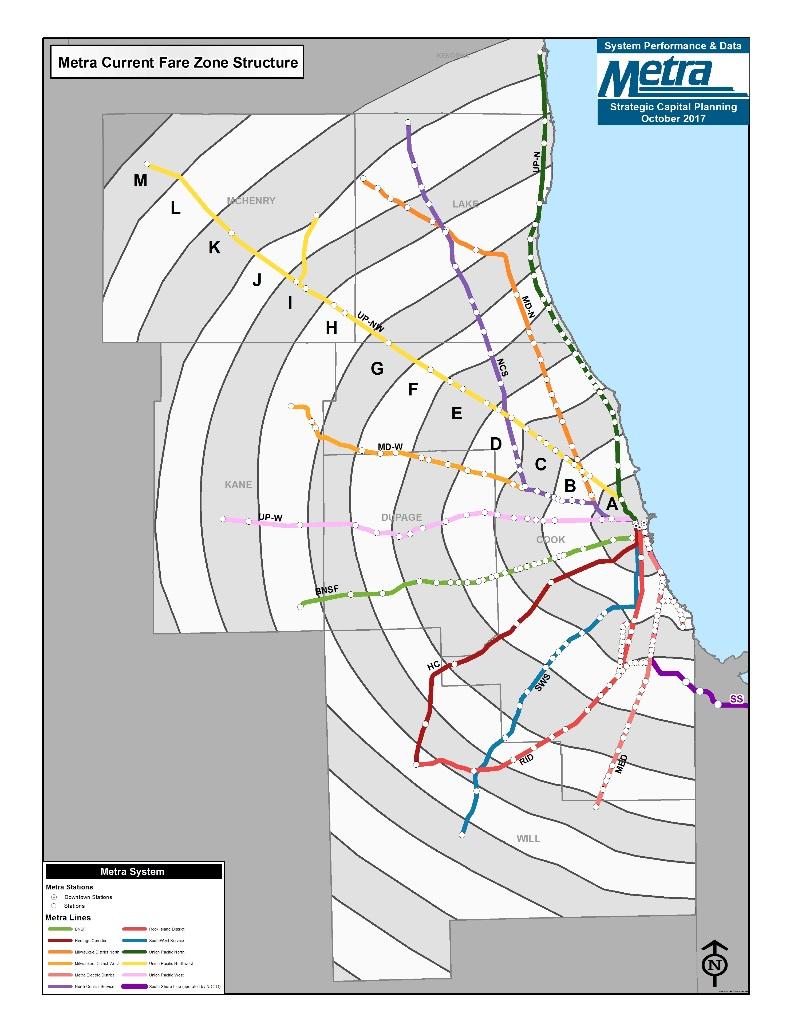 Metra s Current Fare Zones and Proposed Zones with J, K, L, M, Consolidation Fare Zone Pair Ticket Adult (Full) Fare Special User (Reduced) Fare Current Proposed Change Current Proposed Change A-J