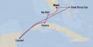 Cuba 7 am 5 pm Dec 18 Cozumel, Mexico 1 pm 8 pm Dec 19 Cruisig the Straits of Florida Dec 20 Great Stirrup Cay, Bahamas 9 am 5 pm Dec 21 Miami, Florida Disembark 8 am Times may vary.