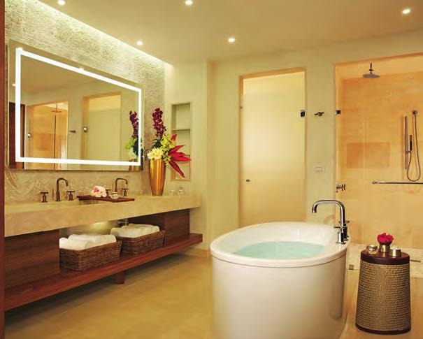 All feature spa style bath areas with a whirlpool for two and twin rain showers.