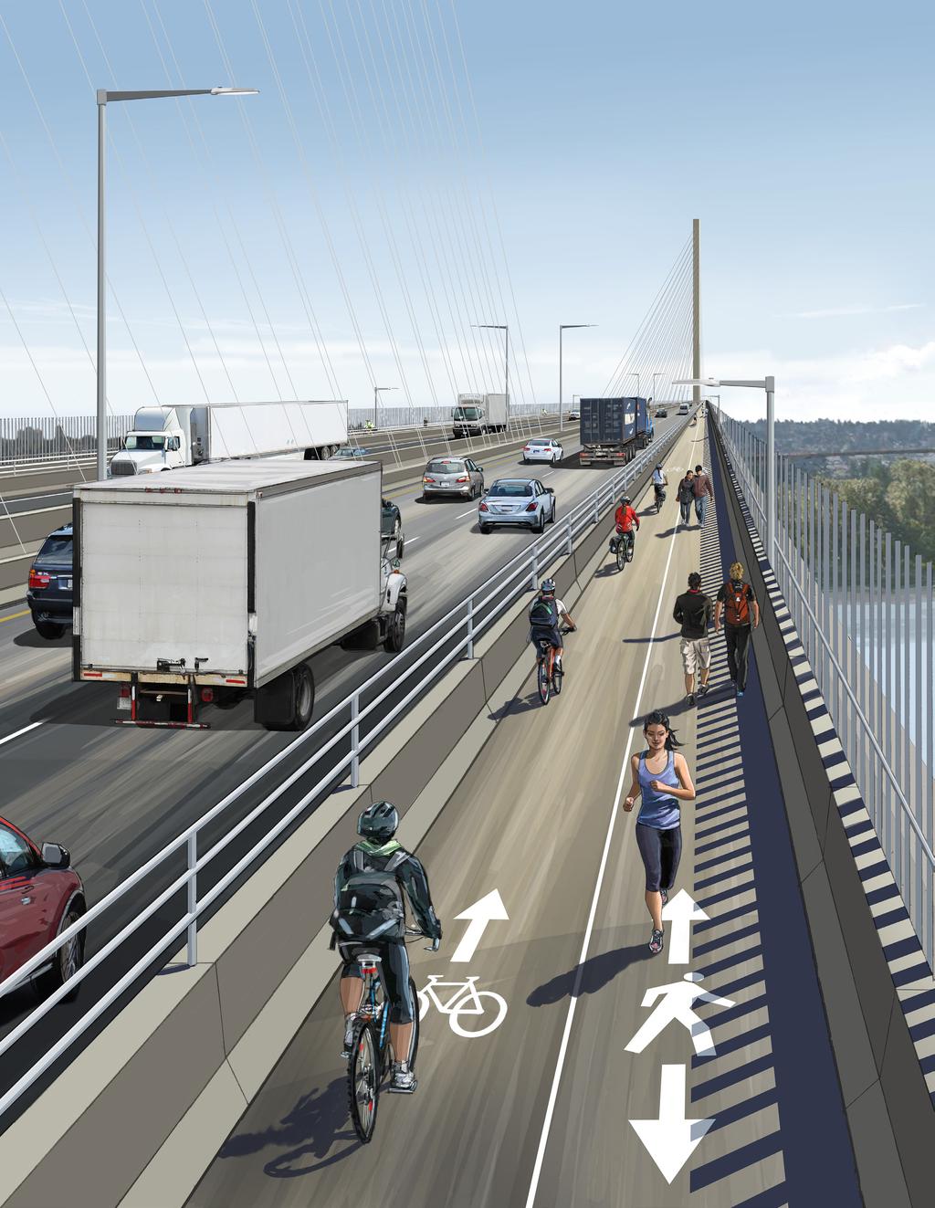 Artist s rendering of the walking and cycling lane on the new