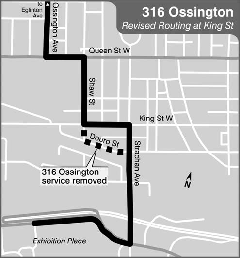 OSSINGTON Blue Night overnight bus route be changed to operate on Strachan Avenue and King Street, in both directions.