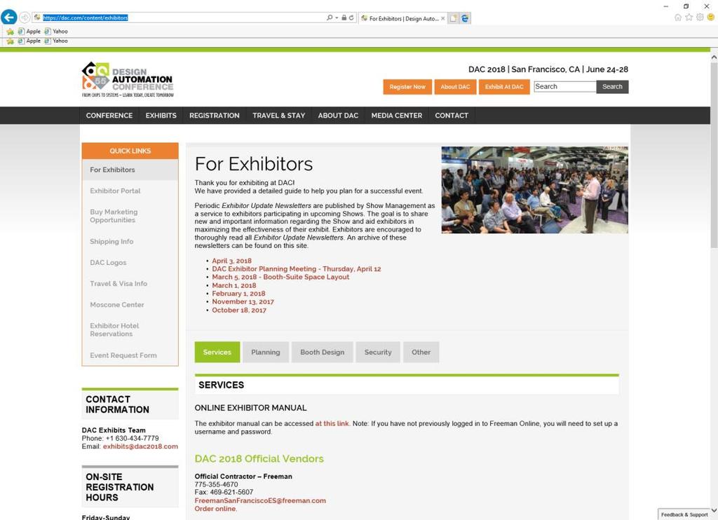 DAC Exhibitor Web Site www.dac.