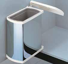 Colour: White lid, brown and green pails > > Mounting: Screw fixing to side panel Capacity (Litres) Cat. No. Duo 16, white 16 (2 x 8) 502.62.729 Duo 16, stainless steel 16 (2 x 8) 502.62.023 Spare pail, green 8 502.
