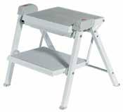 KITCHEN ACCESSORIES STEP-FIX SAFETY STEP STOOL WITH SAFETY RAIL 405 95 385 465 390 390 > > Material: Steel and plastic > > Finish: White > > Version: With 2 steps 200 x 300 mm,